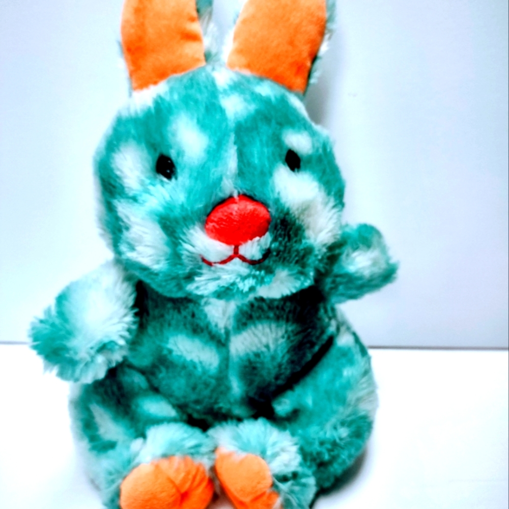 Animal Adventure Teal and White Bunny 13 inch plush